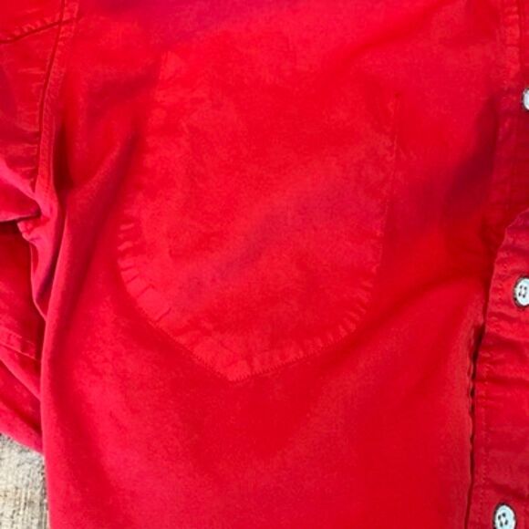 Rag & Bone Arrow Red Button Front Garment Dyed Shirt Men's Large Cotton Blend - Picture 9 of 9